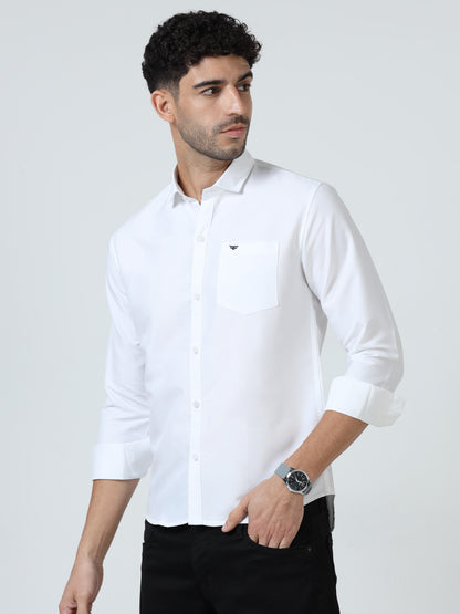 Regular Fit Cotton Full White Shirt