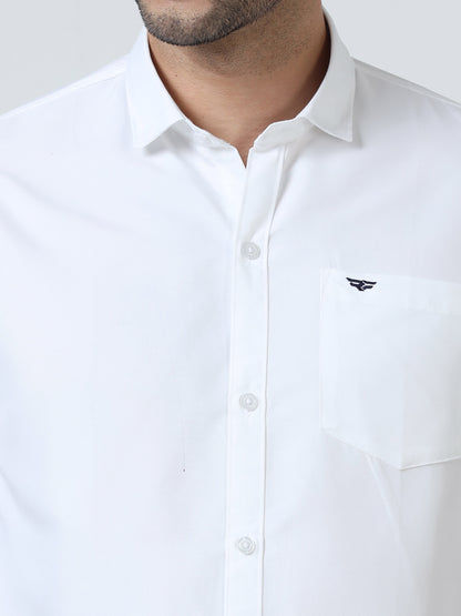 Regular Fit Cotton Full White Shirt