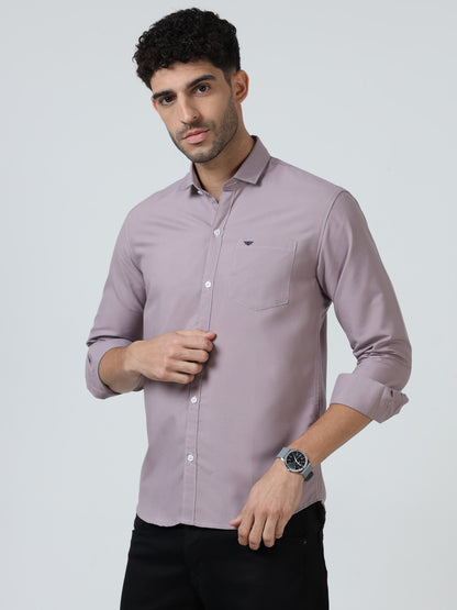 Cotton Spread Collar Shirt - Purple