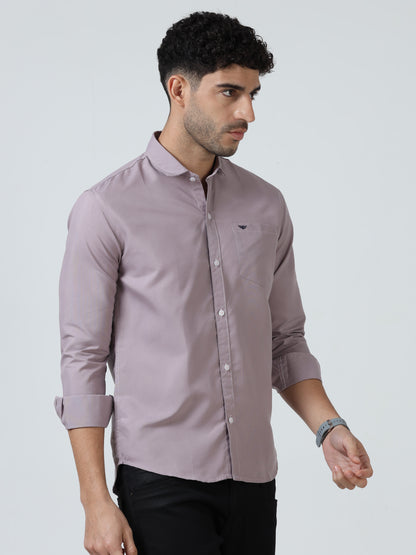 Cotton Spread Collar Shirt - Purple