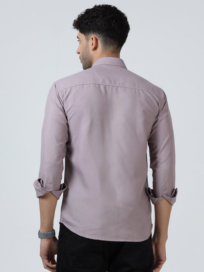Cotton Spread Collar Shirt - Purple
