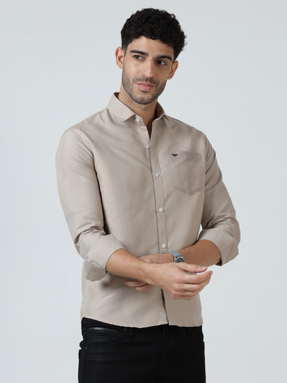 Cotton Spread Collar Shirt - Cream
