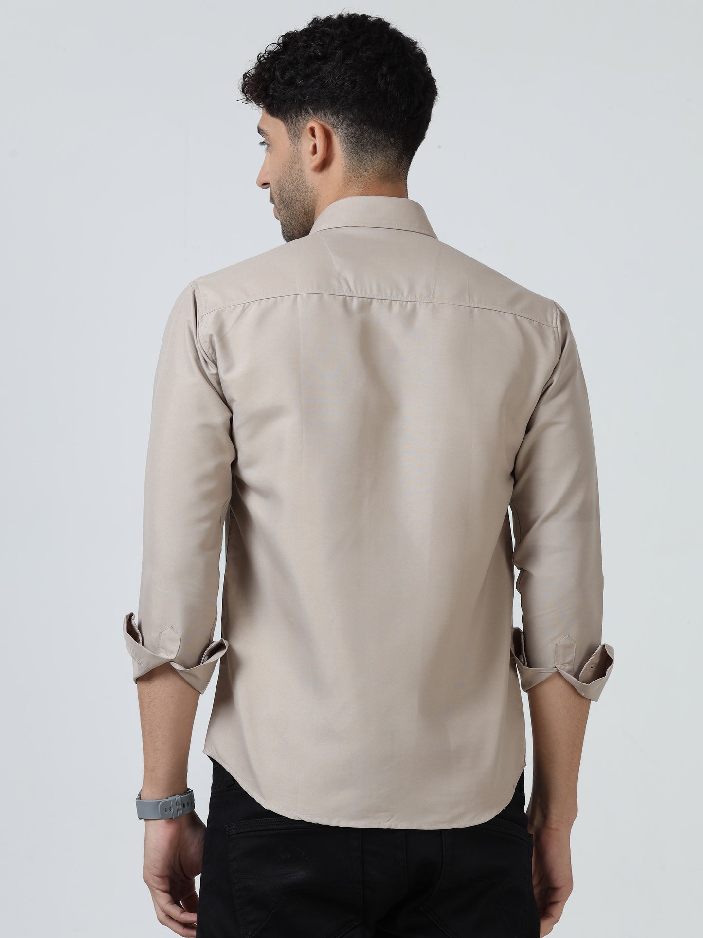 Cotton Spread Collar Shirt - Cream