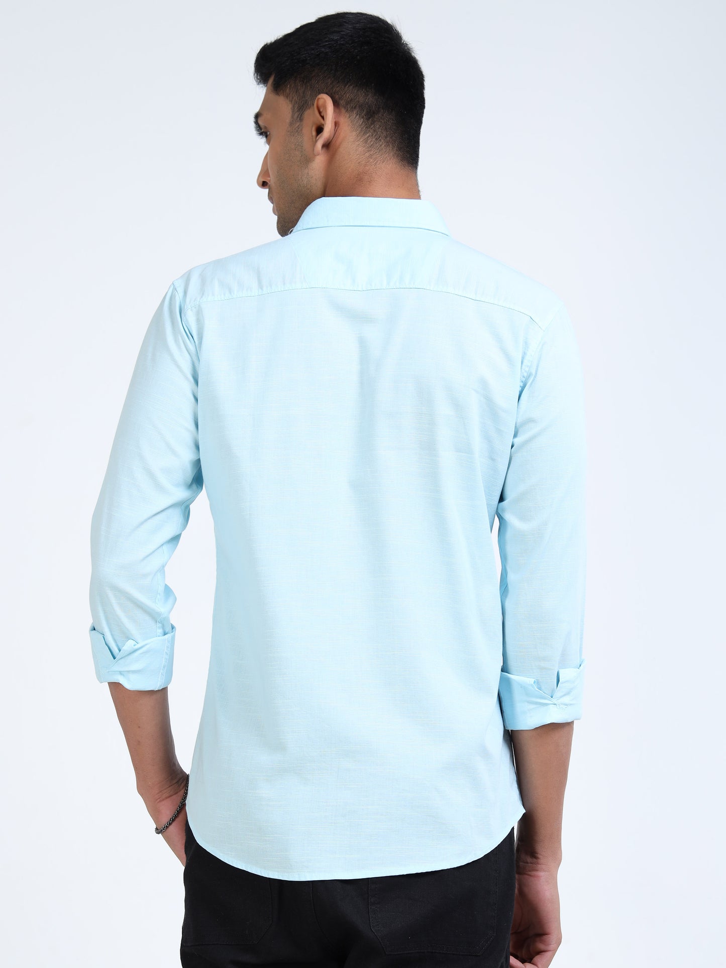 Men’s Classic Light Blue Linen Regular Collar Shirt – Lightweight Premium Summer Casual & Smart Style