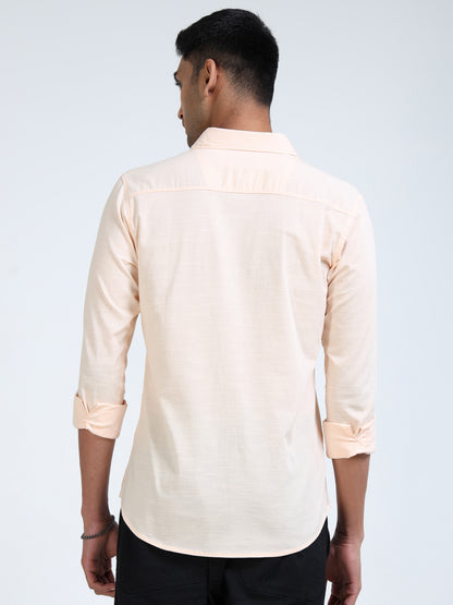 Men’s Classic Light Orange Linen Regular Collar Shirt – Lightweight Premium Summer Casual & Smart Style