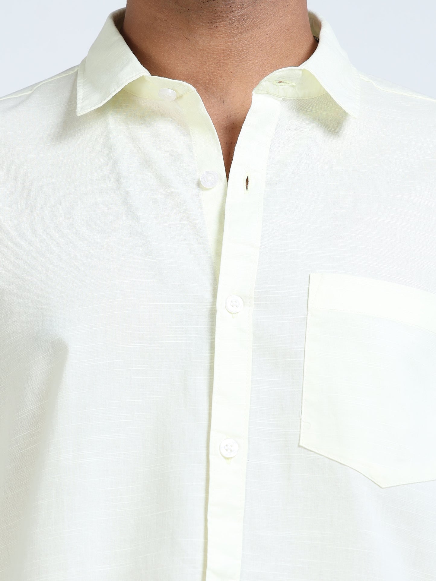Men’s Classic Light Yellow Linen Regular Collar Shirt – Lightweight Premium Summer Casual & Smart Style
