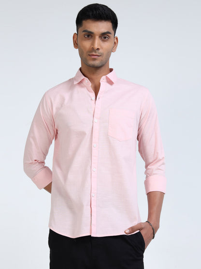 Men’s Classic Pink Linen Regular Collar Shirt – Lightweight Premium Summer Casual & Smart Style