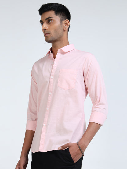 Men’s Classic Pink Linen Regular Collar Shirt – Lightweight Premium Summer Casual & Smart Style