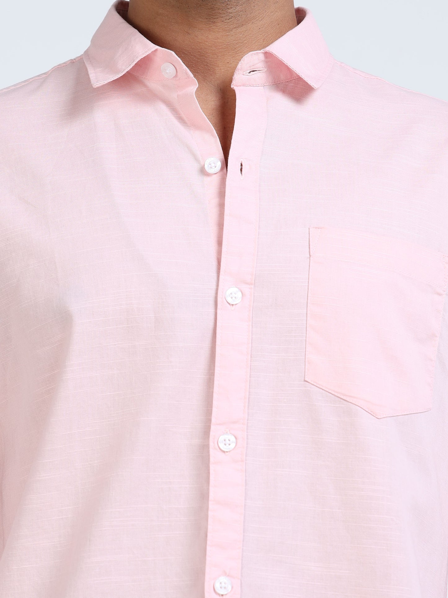 Men’s Classic Pink Linen Regular Collar Shirt – Lightweight Premium Summer Casual & Smart Style