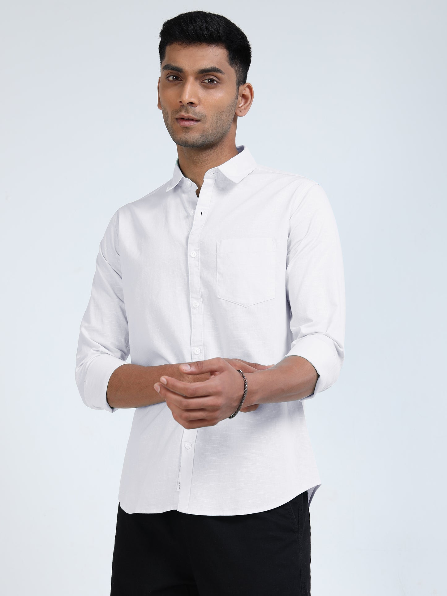 Men’s Classic White Linen Regular Collar Shirt – Lightweight Premium Summer Casual & Smart Style