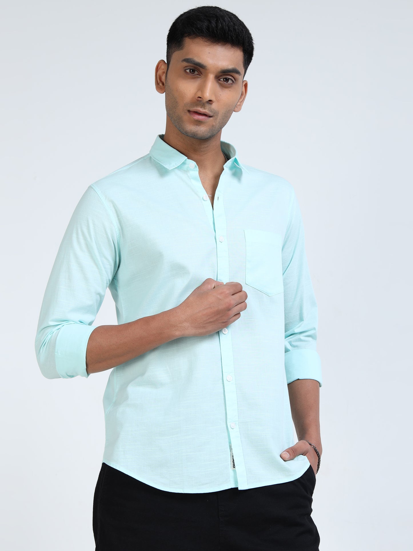 Men’s Classic Light Green Linen Regular Collar Shirt – Lightweight Premium Summer Casual & Smart Style
