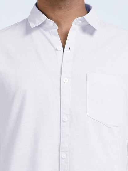 Men’s Classic White Linen Regular Collar Shirt – Lightweight Premium Summer Casual & Smart Style