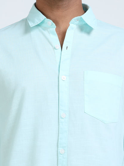 Men’s Classic Light Green Linen Regular Collar Shirt – Lightweight Premium Summer Casual & Smart Style