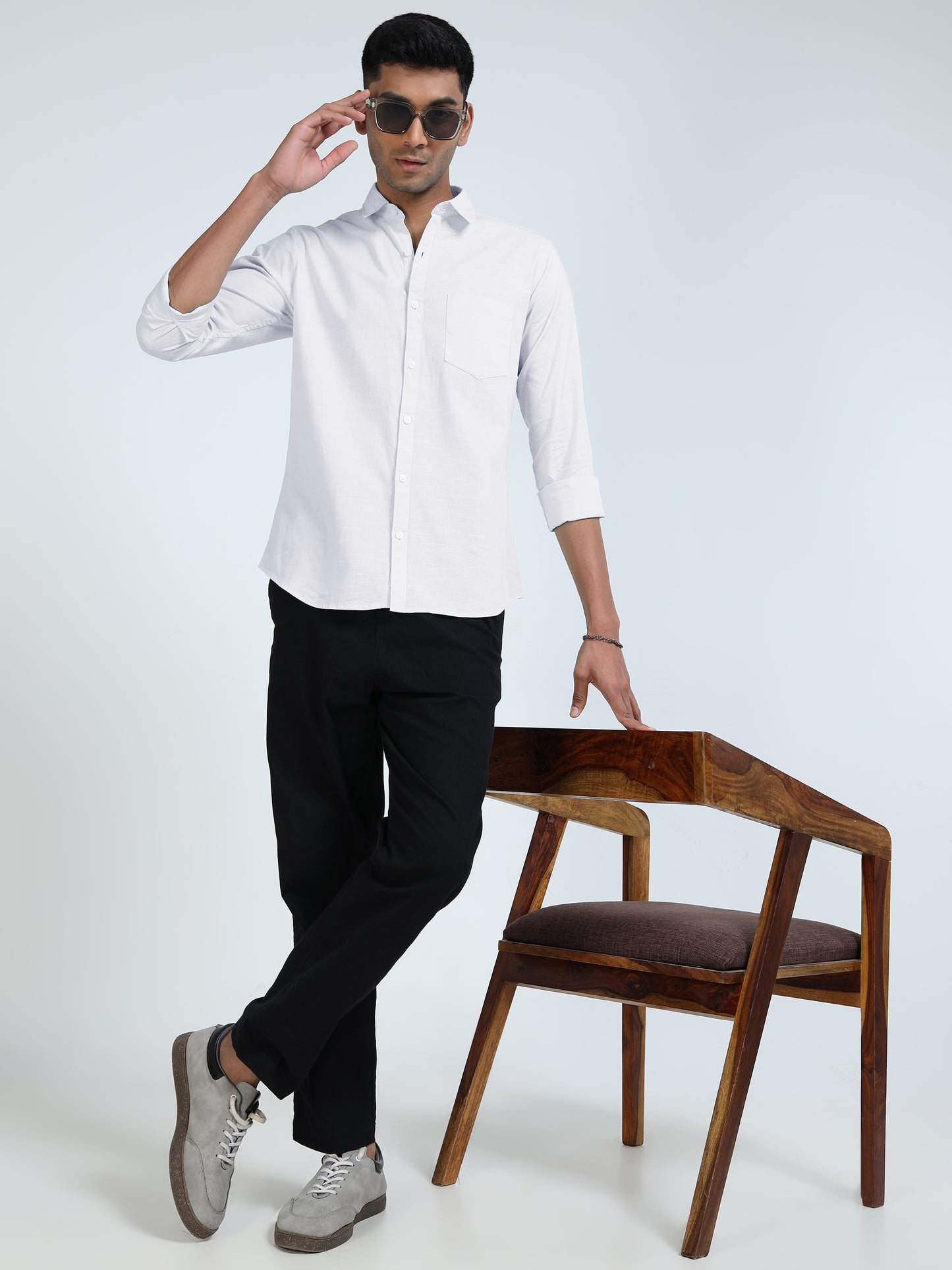Men’s Classic White Linen Regular Collar Shirt – Lightweight Premium Summer Casual & Smart Style