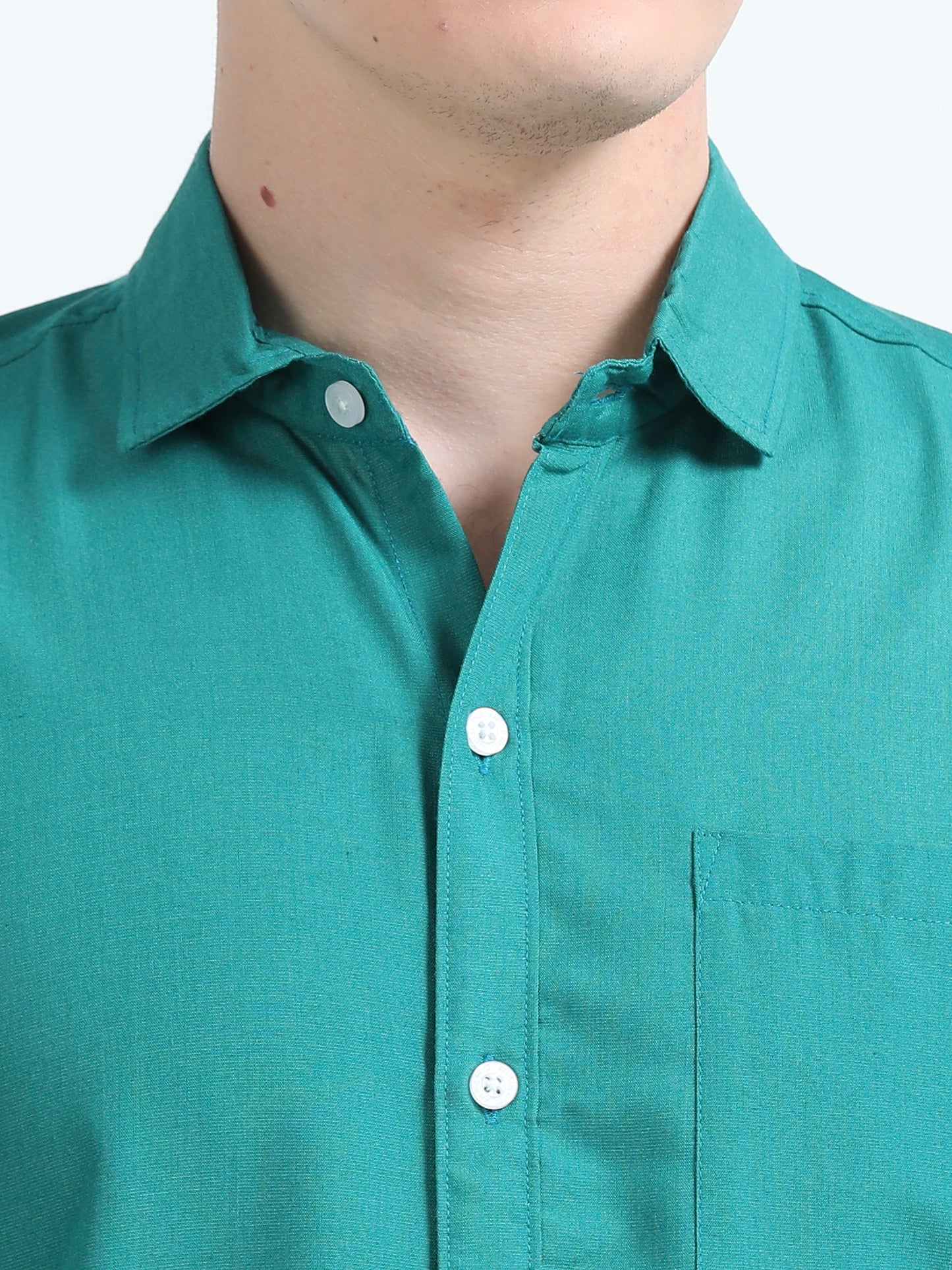 Men's Cotton Full Sleeve Regular Fit Casual Solid Shirt with Spread Collar-Tournment Blue
