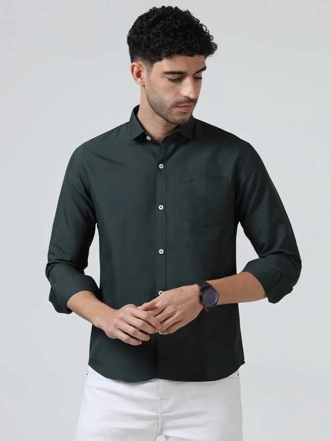 Cotton Casual Shirt – Olive Green