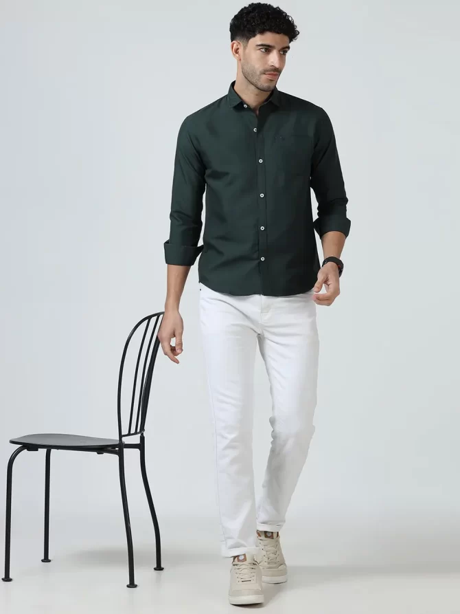 Cotton Casual Shirt – Olive Green